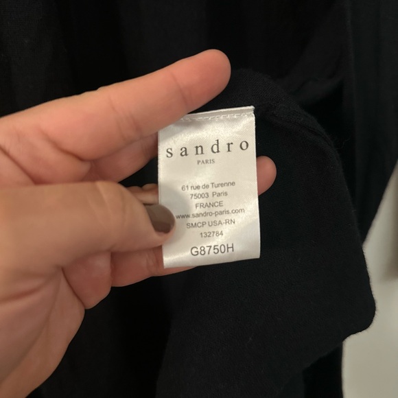 Sandro Paris Black Cardigan 100% Merino Wool Size 1 - Picture 8 of 13